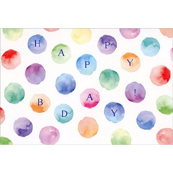 Pictura Happy B-Day Letters on Watercolor Circles Birthday Card