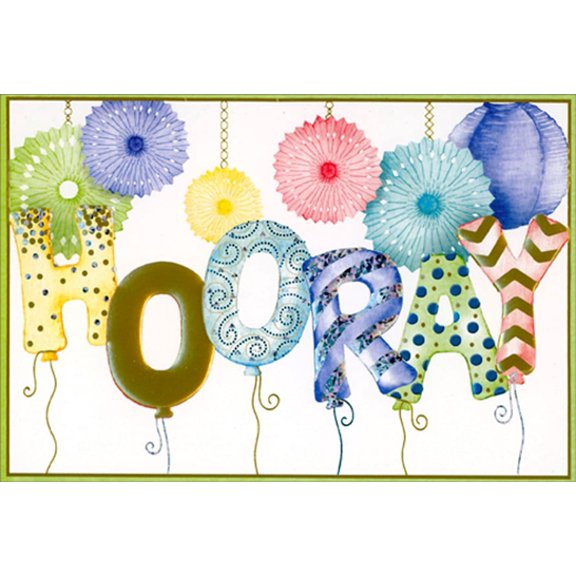 Pictura Hooray Balloons : Paper Fans and Lantern Congratulations Card