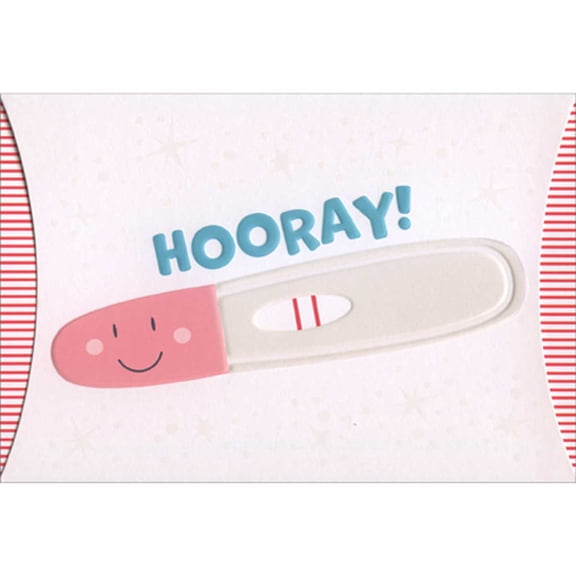 Pictura Hooray: Smiley Face Pink Pregnancy Test Congratulations on Pregnancy New Baby Card