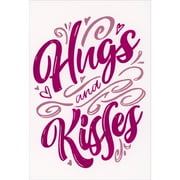 Pictura Hugs And Kisses Hot Pink Foil Script Valentines Day Card for Wife