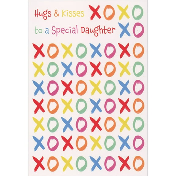 Pictura Hugs and Kisses: Rainbow Colors of Repeating XOXO Letters Valentine's Day Card for Daughter