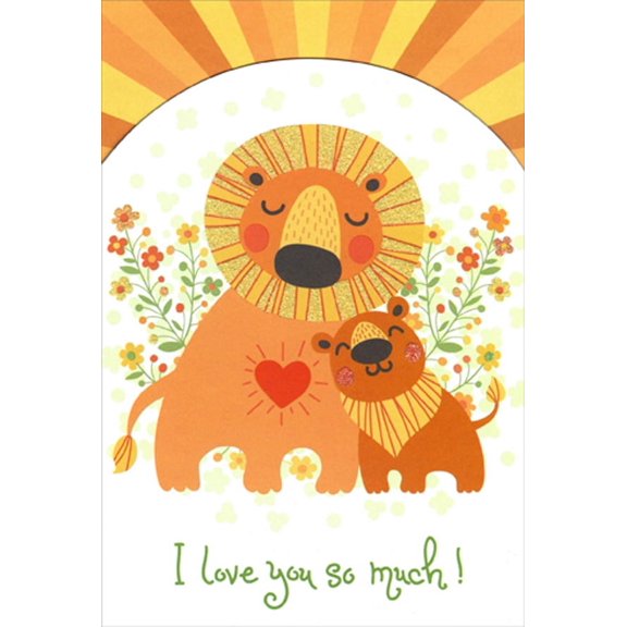 Pictura Lion and Cub Die Cut Father's Day Card for Dad