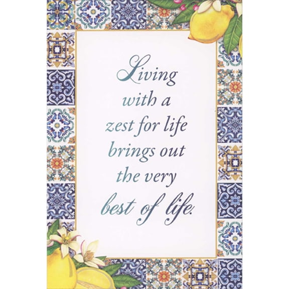 Pictura Living With a Zest for Life: Lemons and Patterned Tiles Bordered Birthday Card