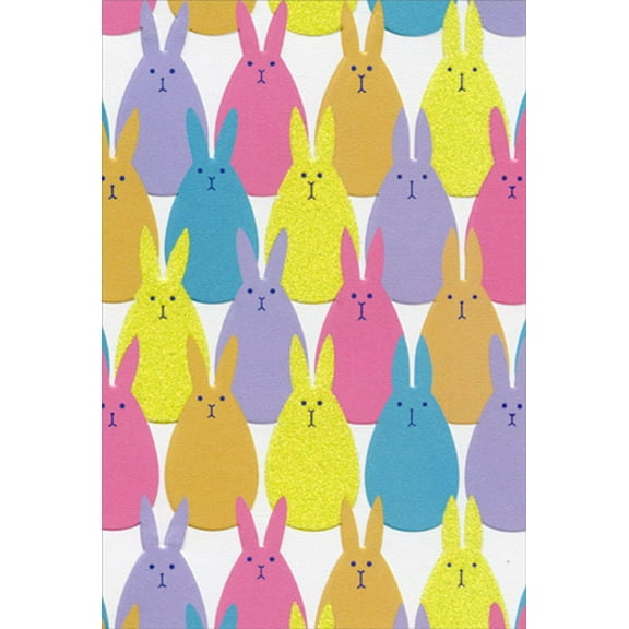 Pictura Multiple Rows of Sparkling Bunny Peeps Easter Card