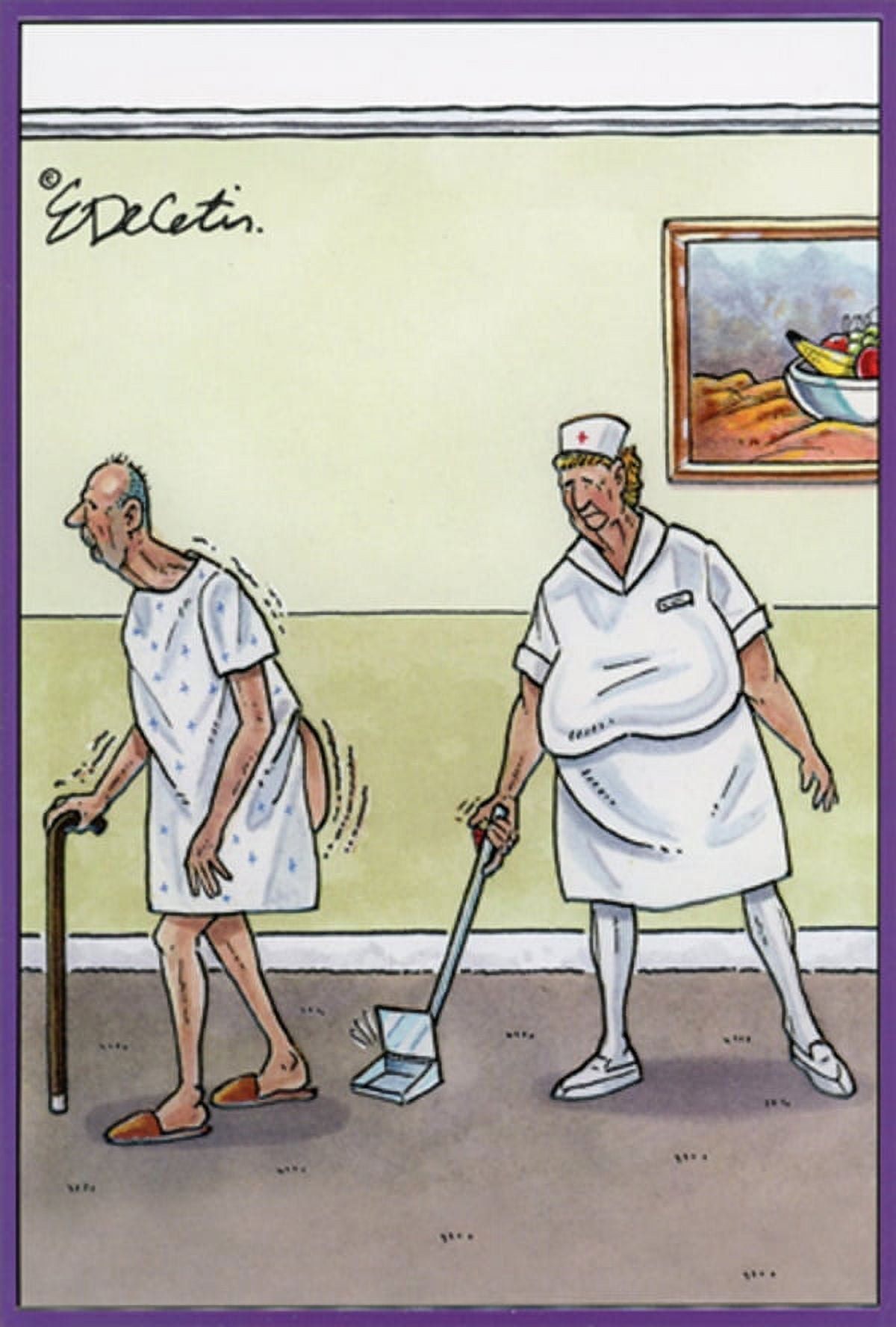 Pictura Old Man, Nurse and Pooper Scooper Humorous / Funny Birthday Card for Him : Man