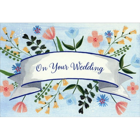 Pictura On Your Wedding Banner : Flowers and Vines Wedding Congratulations Card
