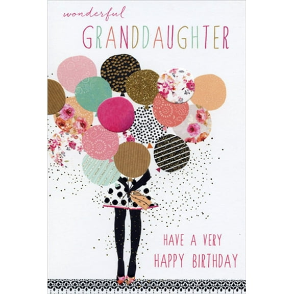 Pictura Patterned Balloon Bouquet Sara Miller Birthday Card for Granddaughter