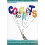 Pictura Patterned Congrats Letters Balloons Held by Arm with Zebra Sleeve Congratulations Card