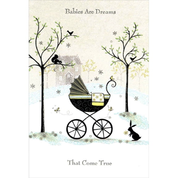 Pictura Precious Ebony Bassinet New Baby Congratulations Card