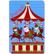 Pictura Santa, Penguin and Bear on Carousel Grandson Christmas Card