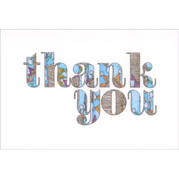 Pictura Sparkling Blue and Brown Letters Thank You Card
