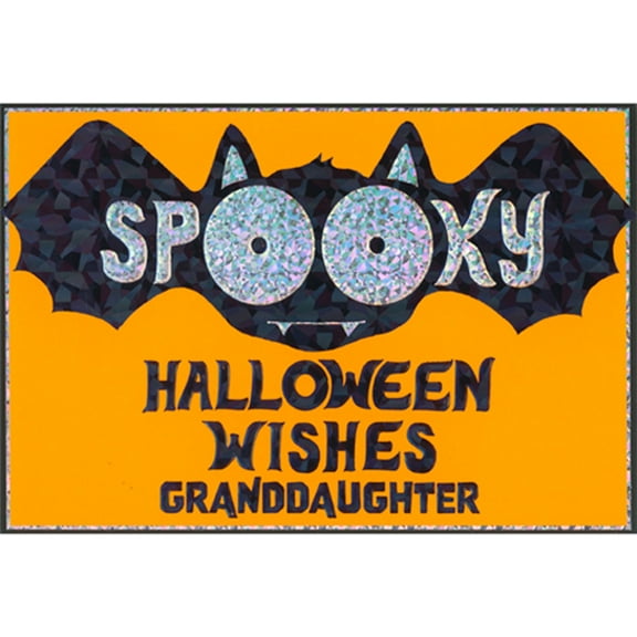 Pictura Spooky Bat with Large Holographic Foil Eyes Juvenile Halloween Card for Granddaughter