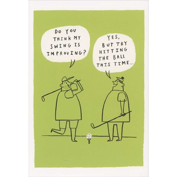 Pictura Stick Figure Man Asking if His Swing is Improving Funny Masculine Birthday Card