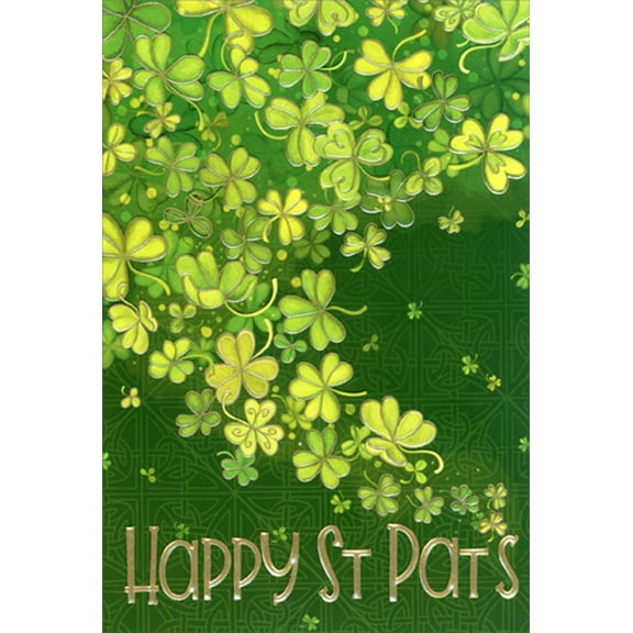 Pictura Swirling Light and Dark Green Four Leaf Clovers St. Patrick's Day Card