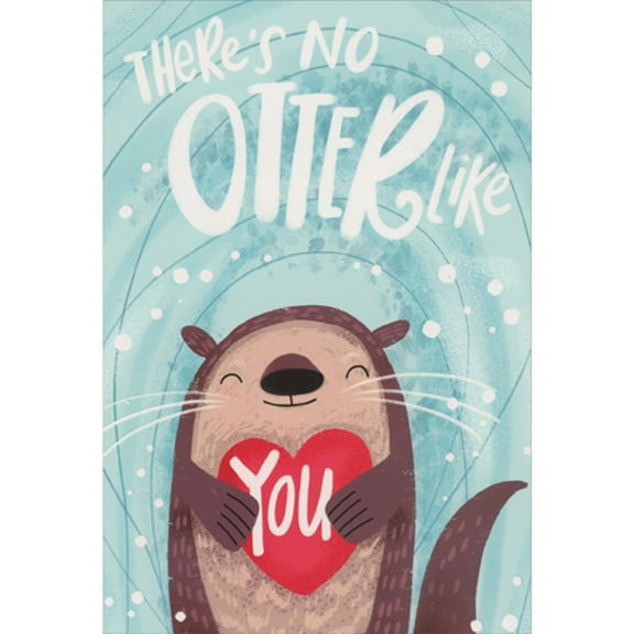Pictura There's No Otter Like You: Cute Otter Holding Red Heart Valentine's Day Card for Kids