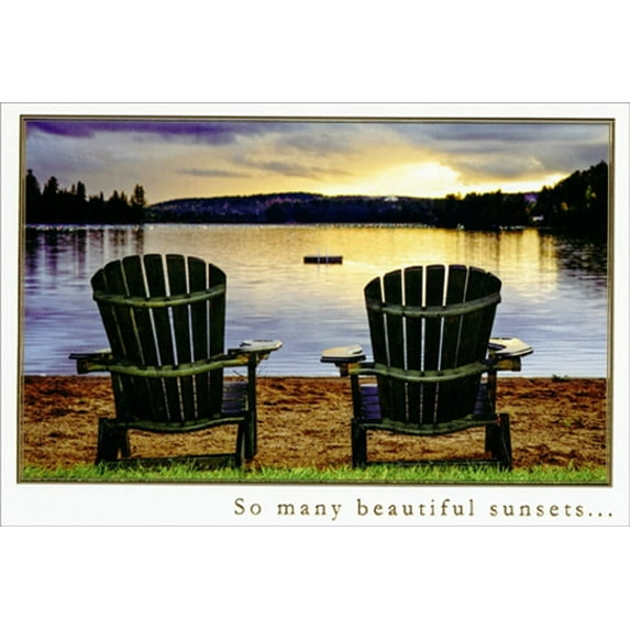 Pictura Two Adirondack Chairs at Sunset Snapshot Wedding Anniversary Congratulations Card