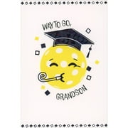 Pictura Yellow Smiley Face Circle with Cap and Noisemaker Graduation Congratulations Card for Grandson
