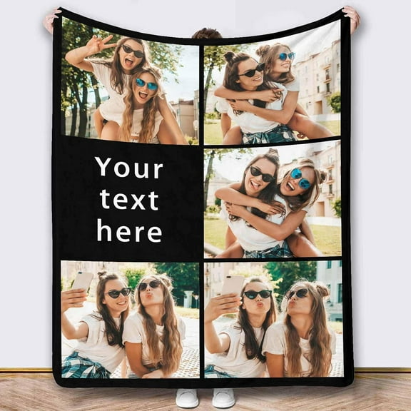 Picture Blankets Customized, 10 Photos Customized Blanket, Custom Picture Blankets, Gifts for Sister Dad Mom Daughter Son A Blankets