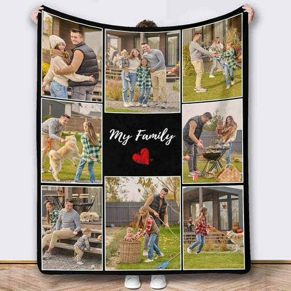 Picture Blankets Customized, 10 Photos Customized Blanket, Custom Picture Blankets, Gifts for Sister Dad Mom Daughter Son A Blankets