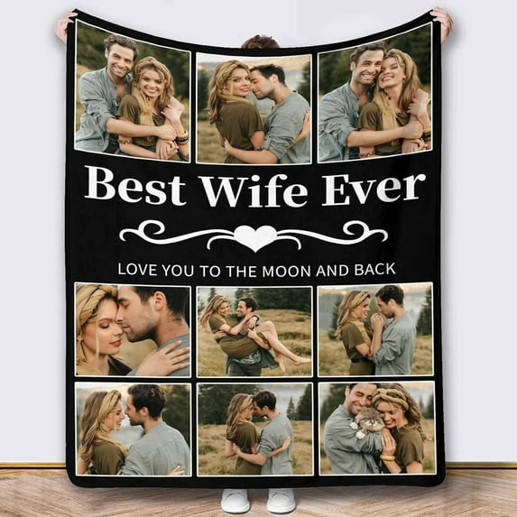 Picture Blankets Customized, 10 Photos Customized Blanket, Custom Picture Blankets, Gifts for Sister Dad Mom Daughter Son A Blankets