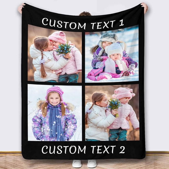 Picture Blankets Customized, 10 Photos Customized Blanket, Custom Picture Blankets, Gifts for Sister Dad Mom Daughter Son A Blankets