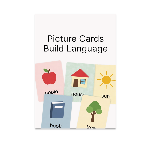 Picture Cards Build Language - ESL Classroom Decor - 13x19 Poster Print