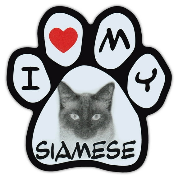 Picture Cat Paw Shaped Car Magnet - Siamese - Magnetic Bumper Sticker