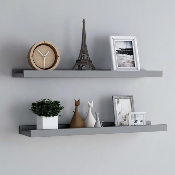 Picture Frame Ledge Shelves 2 pcs Gray 31.5"x3.5"x1.2" MDF Grey