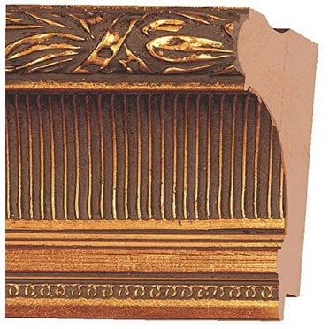 Picture Frame Moulding (Wood) 100Ft Bundle - Ornate Antique Gold Finish - 3.75" Width - 7/16"