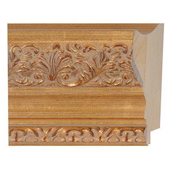 Picture Frame Moulding (Wood) 100Ft Bundle - Ornate Antique Gold Finish - 4.25" Width - 5/8" Rabbet
