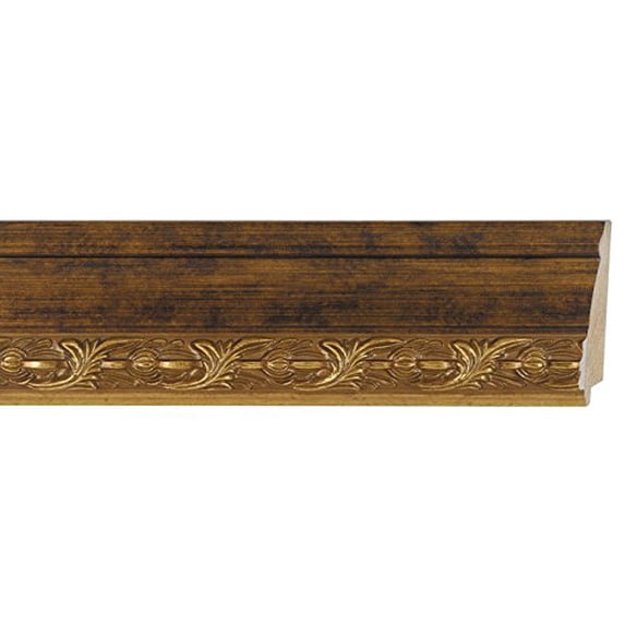 Picture Frame Moulding (Wood) 100Ft Bundle - Ornate Gold Finish - 3.625" Width - 9/16" Rabbet Depth