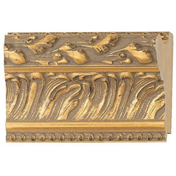 Picture Frame Moulding (Wood) 100Ft Bundle - Ornate Gold Finish - 4.5" Width - 11/16" Rabbet Depth