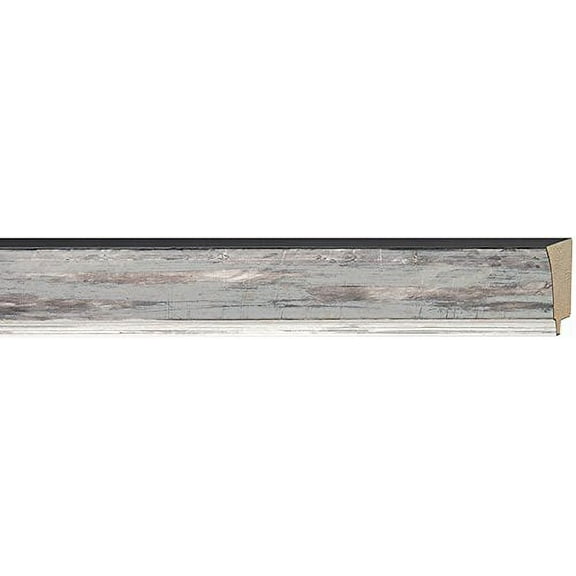 Picture Frame Moulding (Wood) 18Ft Bundle - Contemporary Pewter Finish - 1.625" Width - 3/8" Rabbet