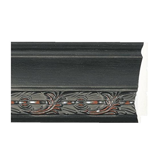 Picture Frame Moulding (Wood) 18Ft Bundle - Distressed/Aged Black Finish - 3.625" Width - 9/16"