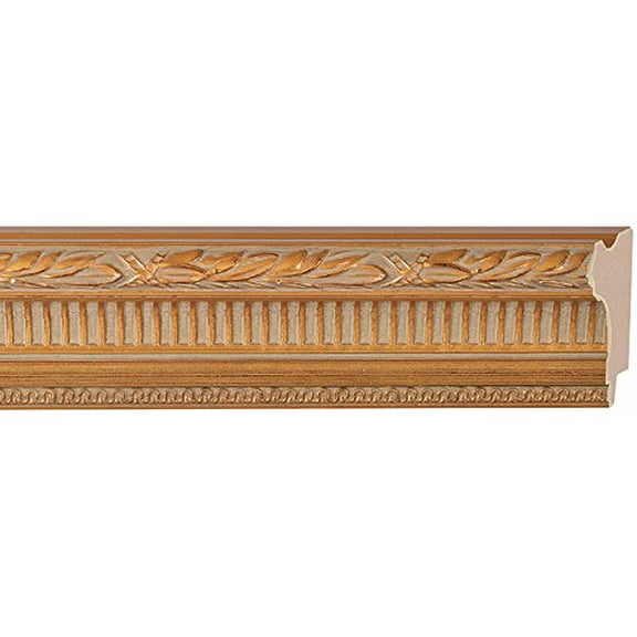 Picture Frame Moulding (Wood) 18Ft Bundle - Ornate Gold Finish - 2.75" Width - 1/2" Rabbet Depth