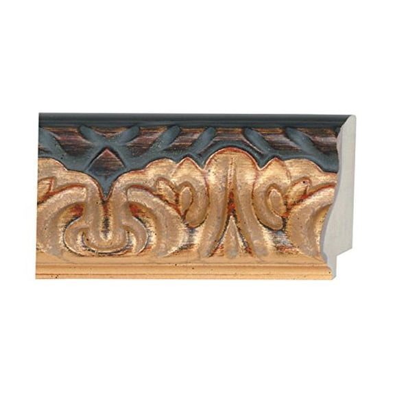 Picture Frame Moulding (Wood) 18Ft Bundle - Ornate Gold Finish - 2.875" Width - 5/8" Rabbet Depth