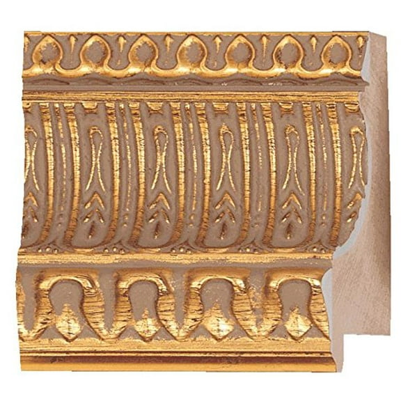 Picture Frame Moulding (Wood) 18Ft Bundle - Ornate Gold Finish - 3.25" Width - 1 1/8" Rabbet Depth