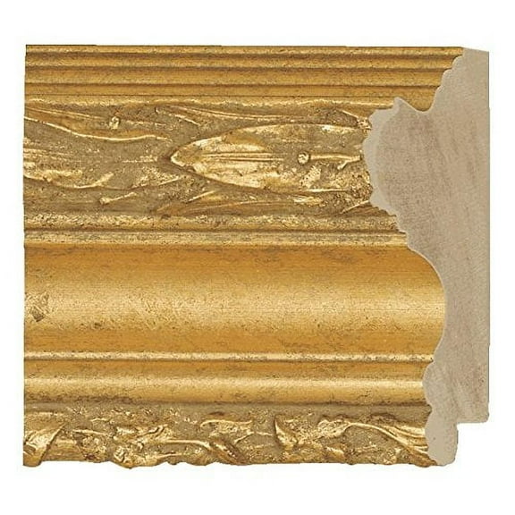 Picture Frame Moulding (Wood) 18Ft Bundle - Ornate Gold Finish - 3.5" Width - 1/2" Rabbet Depth