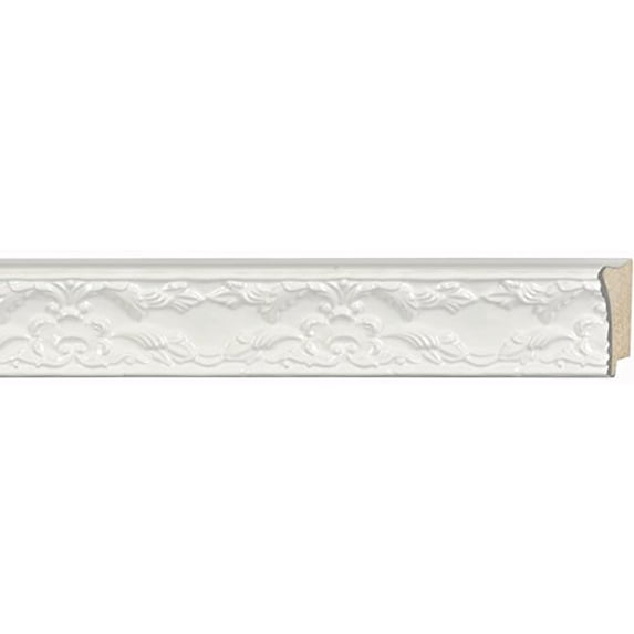 Picture Frame Moulding (Wood) 18Ft Bundle - Traditional White Finish - 1.75" Width - 3/8" Rabbet