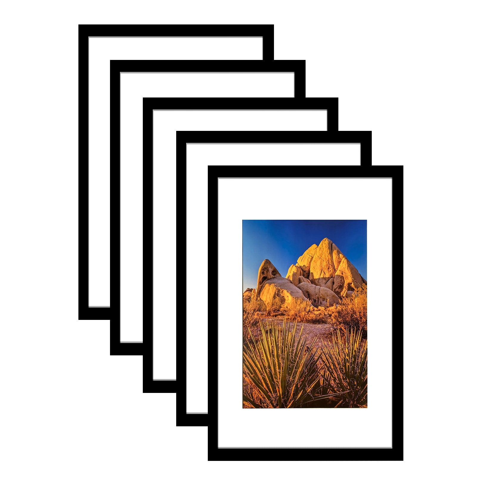 Picture Frame PVC Black Frame 13.4W*3.1D*19.3H/7.48LB Wall Mount Display, Pack of 5