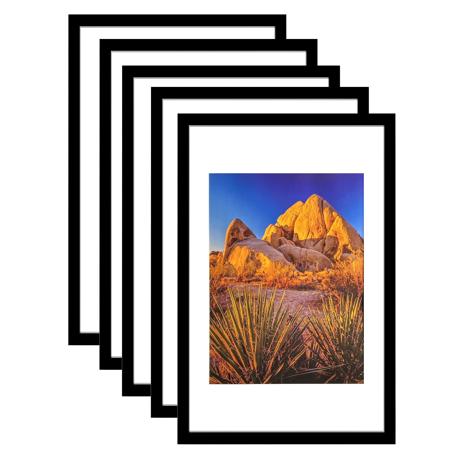 Picture Frame PVC Black Frame 14.2W*3.1D*20.3H/7.9LB Wall Mount Display, Pack of 5