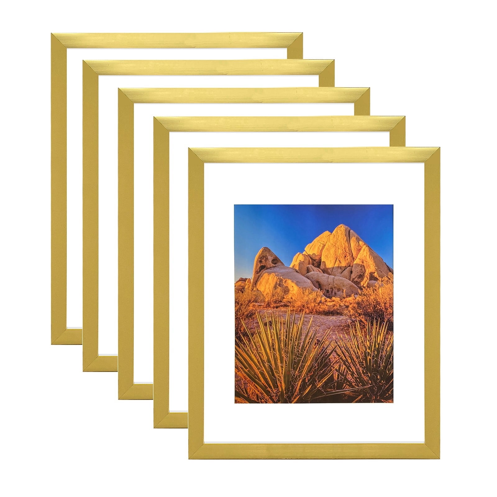 Picture Frame PVC Gold Frame 13.4W*3.1D*16.4H/6.4LB Wall Mount Display, Pack of 5