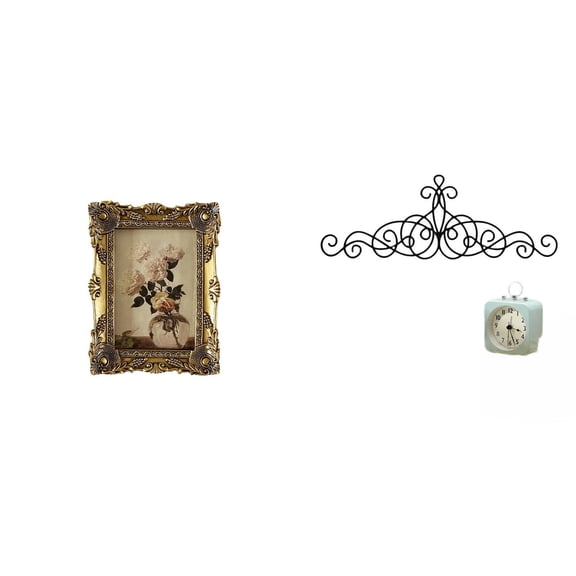 Picture Frame Scroll Wall Art Decor Figurine Ornament Antique Baroque Resin Metal for Anniversary Indoor Outdoor Use