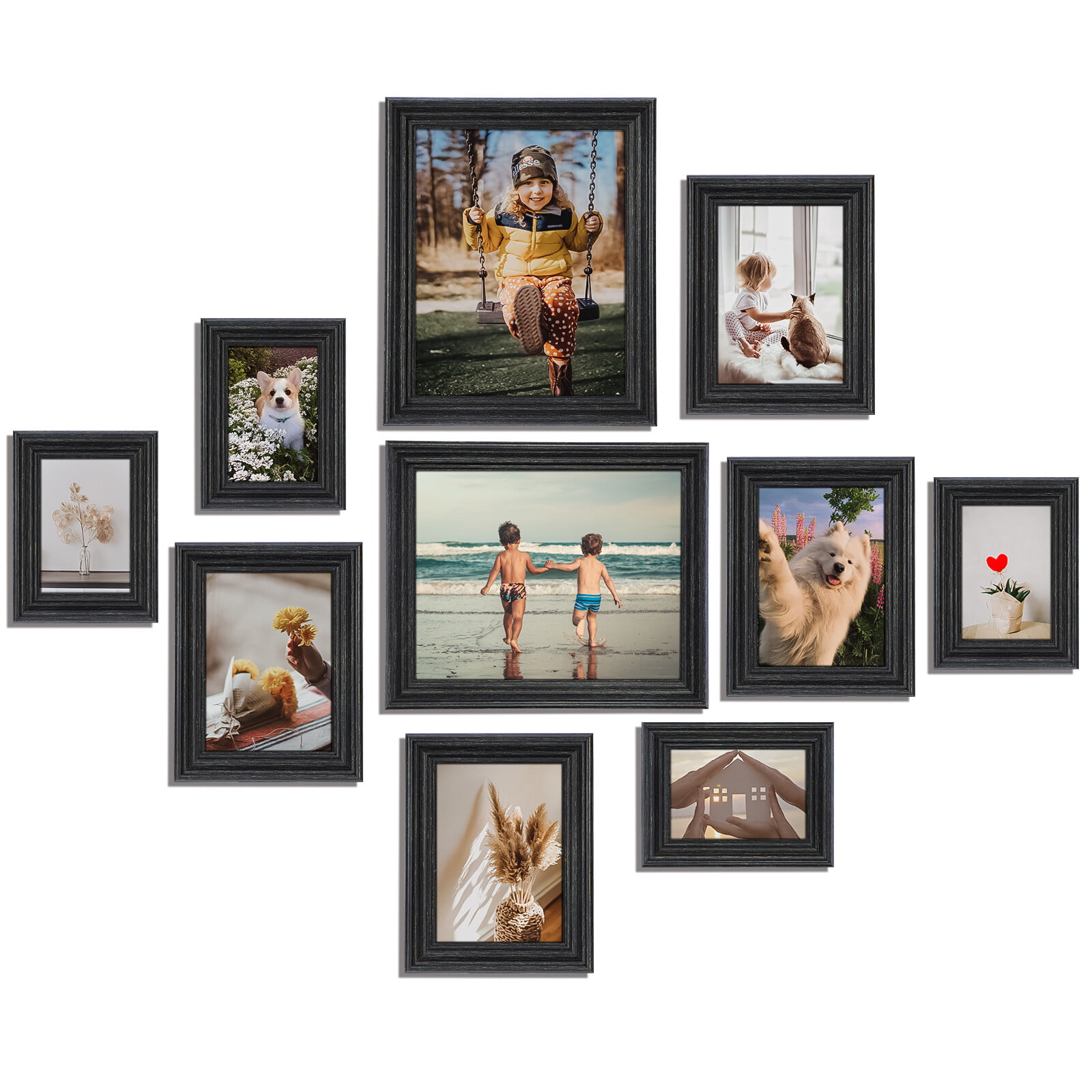 Black Picture Frame, Collage Wall Trim - Gallery Wall Frame Set With Two  8x10, Four 5x7, And Four 4x6 Frames, Shatter-resistant Glass, Hanging  Hardware And Easel Included, Home Room Wall Christmas Decor 