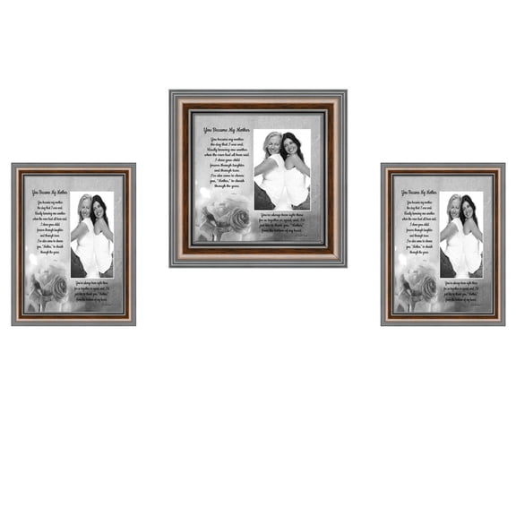 Picture Frame Set, 3 Piece Customizable Gallery Multi pack, 2-5x7, 1-8x8, for Tabletop or Wall Display