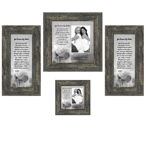 Picture Frame Set, 4 Piece Customizable Gallery Multi pack, 1-8x8, 1-4x4, 2-4x10, for Tabletop or Wall Display