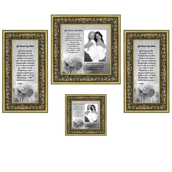 Picture Frame Set, 4 Piece Customizable Gallery Multi pack, 1-8x8, 1-4x4, 2-4x10, for Tabletop or Wall Display