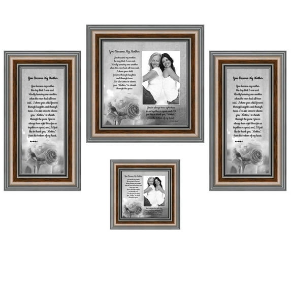 Picture Frame Set, 4 Piece Customizable Gallery Multi pack, 1-8x8, 1-4x4, 2-4x10, for Tabletop or Wall Display