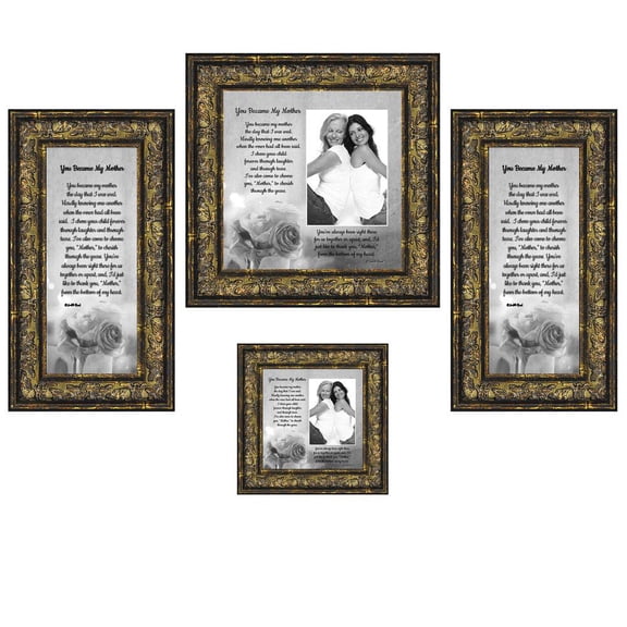 Picture Frame Set, 4 Piece Customizable Gallery Multi pack, 1-8x8, 1-4x4, 2-4x10, for Tabletop or Wall Display