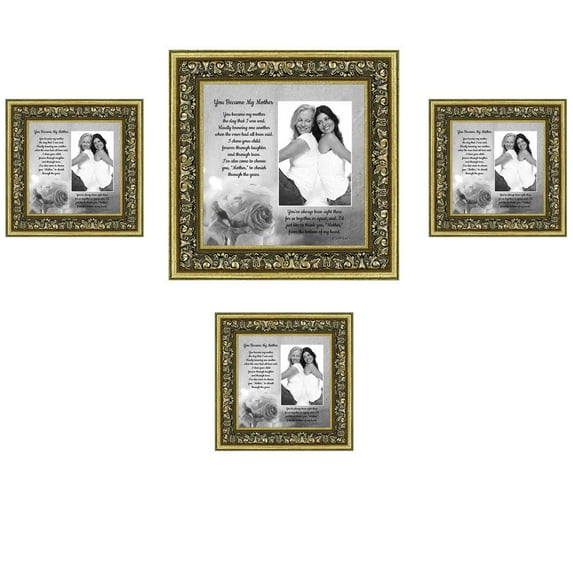 Picture Frame Set, 4 Piece Customizable Multi pack, 1-8x8, 3-4x4, for Instagram Photo Wall Gallery or Tabletop Display